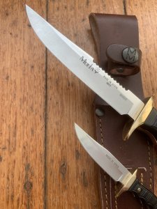 Muela older Spanish Premium Hunting Bowie Knife Twin Set and Sheath