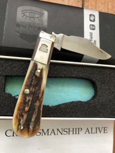 Witness Taylors Eye Sheffield Barlow knife with Stag Handle in original box with papers