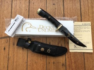 Schrade Knife: USA-made Schrade Ducks Unlimited Black collectable knife