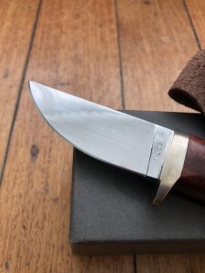 Small Japanese Custom Made Drop Point Hunter with Thuya Wood Handle