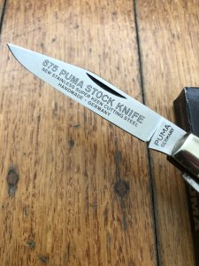 Puma Knife: Puma rare vintage 1985  'STOCK' 3 blade Fold back Knife with Stag Antler Handle