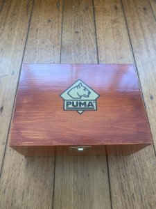 Puma Set of 2 - 1987-90 4 Star Rosewood Folding Knife Set in Puma Display Box