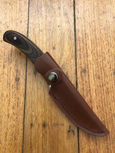 Leupold USA Special Edition Fixed Blade Knife with Laminated Wooden Handle and Leather Sheath