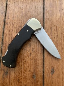 Puma Knife: Puma Original 1977 4 Star Folding Lock Blade Knife with Black Ebony Micarta Handle #29771