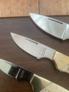 Kershaw Knife: 1982 Rare Scrimshawed set of 3 Knives in Presentation Box #142/1000