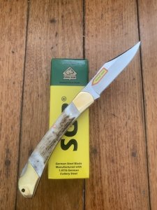 Puma SGB Knife: Puma 2023 SGB Warden Stag Handle Folding Pocket Knife