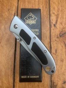 Puma Knife: Puma ADVANTEC Aluminium and Black Plain Edge Linerlock Folding Knife