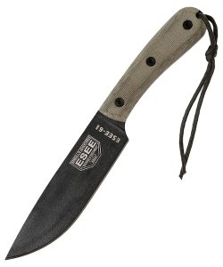 ESEE Knives- ESEE-6HM Knife with Ivory-Beige Micarta Handle & Black Plain Edge Blade & Leather Sheath