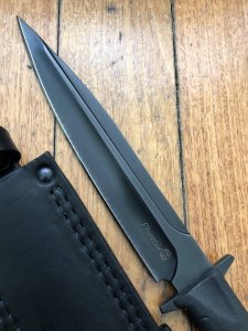 Kizlyar Knife: Kizlyar Original Phoenix 1 Military Knife with Elastron Rubberised Handle and Leather Sheath #2641