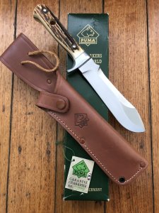 Puma Knife: Puma Original 1993 White Hunter II 116374 in original Box sheath &  Warranty