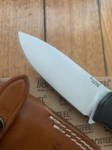 LionSTEEL Italy. Model M4 GBK Black G10 Handle with Leather Sheath