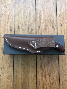 Small Japanese Custom Made Drop Point Hunter with Thuya Wood Handle