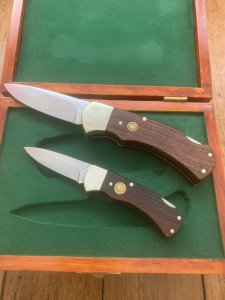Puma Set of 2 - 1987-90 4 Star Rosewood Folding Knife Set in Puma Display Box