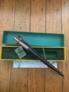 Puma Knife: Puma 1987 FAHRTENMESSER Jacaranda Wood in Original Sheath and Plastic Box with Tag