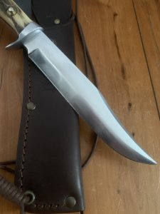 Puma Knife: Puma Lightly Used 1990 Bowie Handmade Knife with Stag Antler Handle & Original Puma Sheath