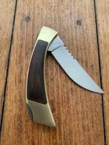 Browning Knife: Older Vintage USA made Sportsman Folding Knife with Brass Frame and Cocobolo Handle