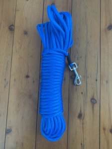 Long Dog Lead: Professional 20 metre Dog Trainer Mid Blue Long Lead Large Clip