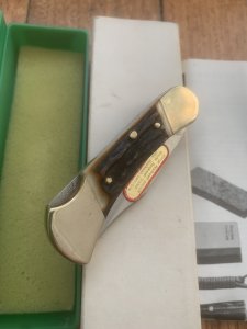 Puma Knife: Puma 1980 Rare model 895 Lord Folding Knife with Stag Handle Original Box and matching Warranty