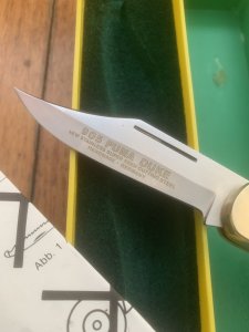 Puma Knife: Puma 1981 Rare model 905 Duke Folding Knife with Stag Handle Original Box and matching Warranty #15181