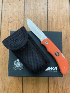 EKA Swede 8 Blaze Orange Folding Lock Knife in Pouch and Box