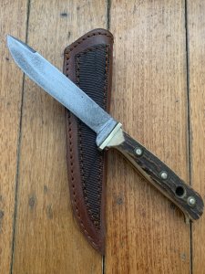 Puma Knife: Puma 11 6398 Original 'Used' 1974 Hunters-Friend with custom sheath #98474
