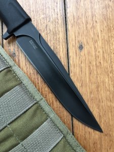 Kizlyar Knife: Kizlyar Original Korshun Military Knife with Elastron Rubberised Handle and Tactical Sheath #8016