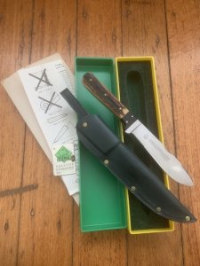 Puma Knife: Puma 1984 ForsterNicker Knife with Stag Handle & Green & Yellow Box #40482