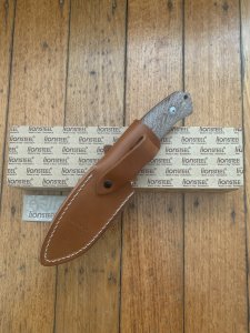 LionSTEEL Italy. Model M3 CVN Natural Canvas Micarta Handle with Leather Sheath