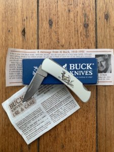 Buck Knife: 1993 Buck Model 525 White Tail Deer Small Folding LockBack Knife