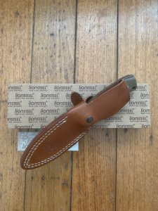 LionSTEEL Italy. Model M4 CVG Green Canvas Micarta Handle with Leather Sheath