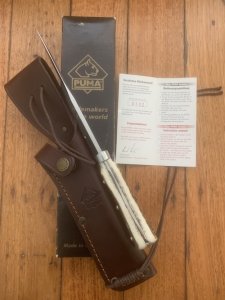 Puma Knife: Puma New 2003 Bowie Handmade Knife with Stag Antler Handle