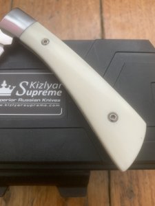 Kizlyar Knife: Russian Kizlyar Supreme Model AUS-8 GENT Folding Knife with  Handle and Box