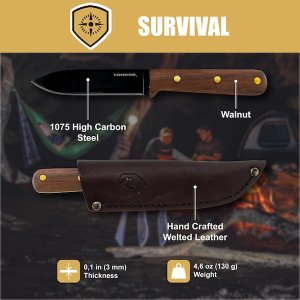 Condor Tool & Knife Company El Salvador KEPHART Knife with Leather Sheath