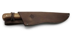 Puma SGB Knife: Puma SGB Bowie with Olive Wood Handle in Leather Sheath