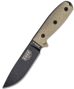ESEE Knives- ESEE-4 Knife with Ivory Beige Micarta Handle & Black Kydex Sheath