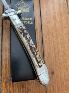 Puma Knife: Puma Rare Large Custom Damascus Medici Lock back Knife with Stag Handle 2003