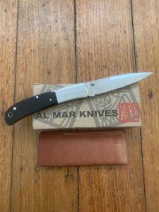 Al Mar Japan E1003BMT Falcon Black Micarta Handle Gentlemen's Knife in original Pouch and Box