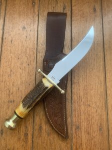 CASE XX USA KODIAK BEAR Knife with Antler Handle and Leather Sheath