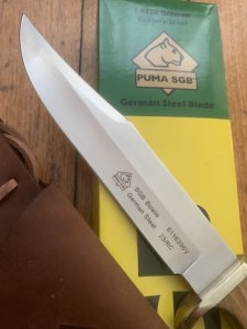 Puma SGB Knife: Puma SGB Bowie with Olive Wood Handle in Leather Sheath