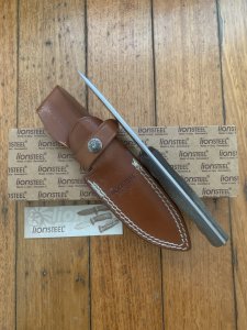 LionSTEEL Italy. Model B41-1 CVG Green Canvas Micarta Handle with Leather Sheath