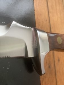 Puma Knife: Puma Rare 1999 Auto White Hunter Knife with Mid Brown sheath and Puma Box