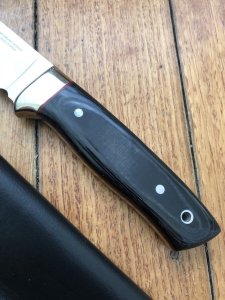 Muela Knife: Muela KODIAK Knife with Black Canvas Micarta Handle & Custom made Sheath