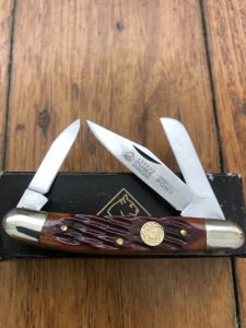 Puma Knife: Puma Original Rare Pony 3 Blade Knife with Red Bone Handle