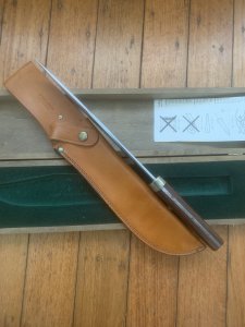 Puma Knife: Early 1980's Puma Big Big Bowie knife with Wooden Handle in original Wooden Box