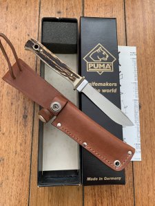 Puma Knife: Puma 1996 Hunters Pal with Stag Antler Handle Sheath & Box