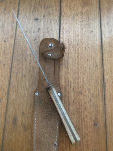 1960's Japanese Made Small Bowie knife & Leather Sheath