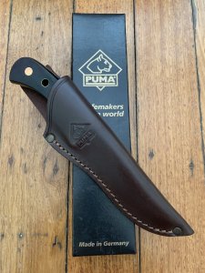 Puma Knife: Puma Original 1979 4 Star Fixed Blade Knife with Black Micarta Handle in Black Puma Box