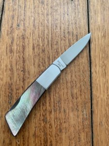 GERBER Silver Knight Japan Small Lock Back Folding Knife with Mother of Pearl Handle