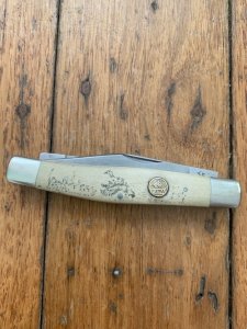 Puma Knife: Puma Original Stockman Knife with Faux Bone Handle And Scrimshawed Duck