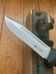 Kizlyar Knife: Kizlyar Original AUS-8 Dominus Part Serrated Blade with Kraton Handle
